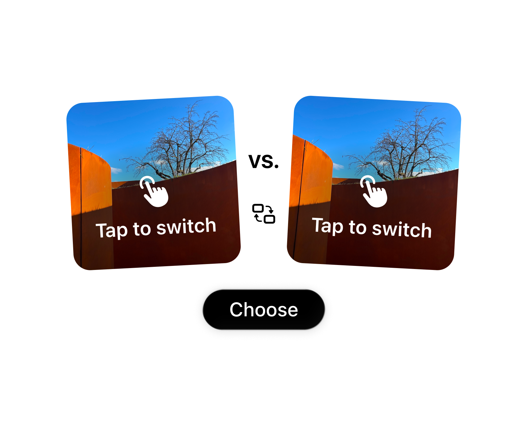 Screenshot showing two photos side by side with a Choose button